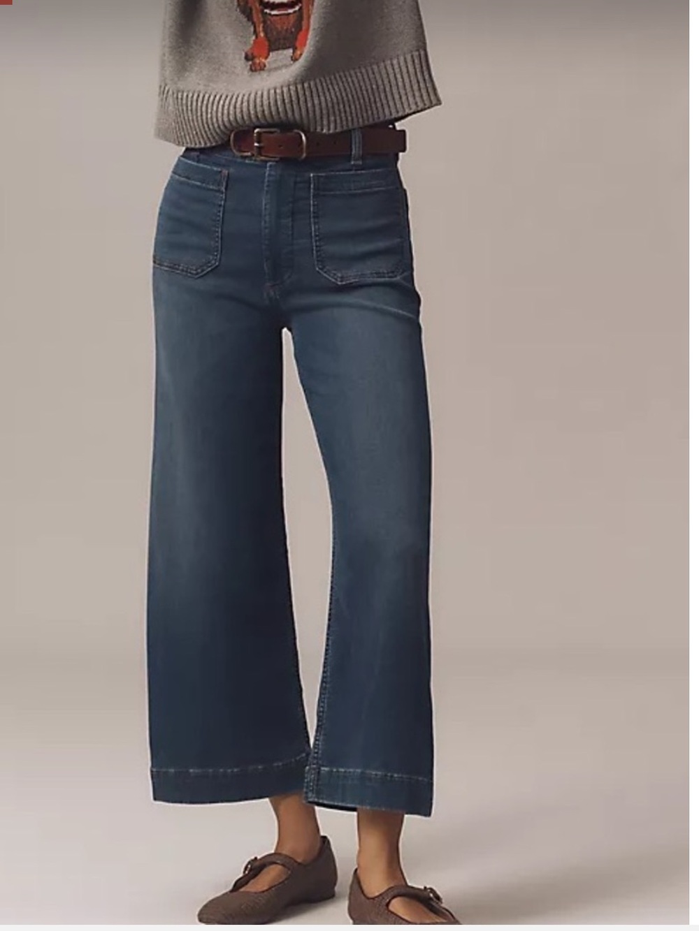 Anthropologie Maeve Colette Knit Wide Leg Crop Jeans Size 29